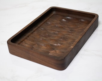 Textured Walnut Catchall Tray / Walnut Wood Textured Valet Tray / Unique Handmade Walnut Wood Decorative Tray