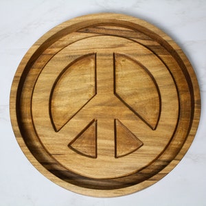 8&quot; vredesteken gesneden esdoorn verzamelbak / esdoorn houten valet dienblad / vredesteken gesneden decoratief esdoorn blad