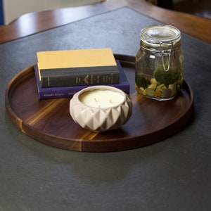 18&quot; Round Decorative Tray / Black Walnut Tray / Ottoman Tray / Valet Tray / Round Wooden Tray / Round Catchall Tray / Serving Tray