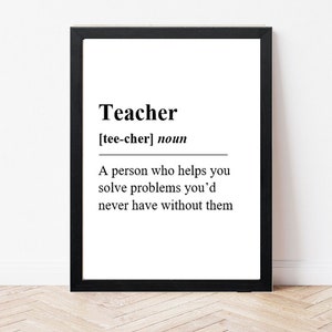 Lehrer Definition Print - Lehrer Geschenk - Problem Solver Zitat - Wort Definition Poster - Zitat Kunst - Superheld Zitat - Wort Definition