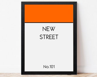 Personalised Monopoly Custom Street Name Print - New Home Wall Art - Living Room Print - Personalised Gift Housewarming - Road Name Print