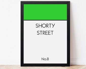 Personalised Monopoly Custom Street Name Print - New Home Wall Art - Living Room Print - Personalised Gift Housewarming - Road Name Print