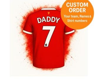 Impressão de futebol personalizada - Arte de parede de futebol personalizada - Presente para pai dos filhos - Presente para filho e filha no dia dos pais - Arte de parede de futebol - Presente para avô
