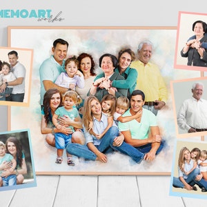 Add Person to Photo, Add Deceased Loved One to Photo, Family Portrait Photo Merge, Loss of a Loved One Painting from Photo Deceased Portrait