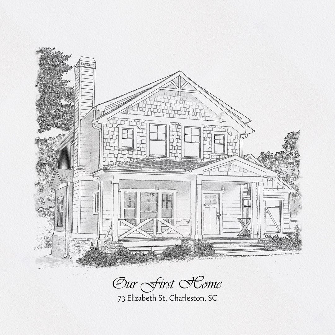 Custom House Drawing Sketch From Photo | Personalized Our First Home ...