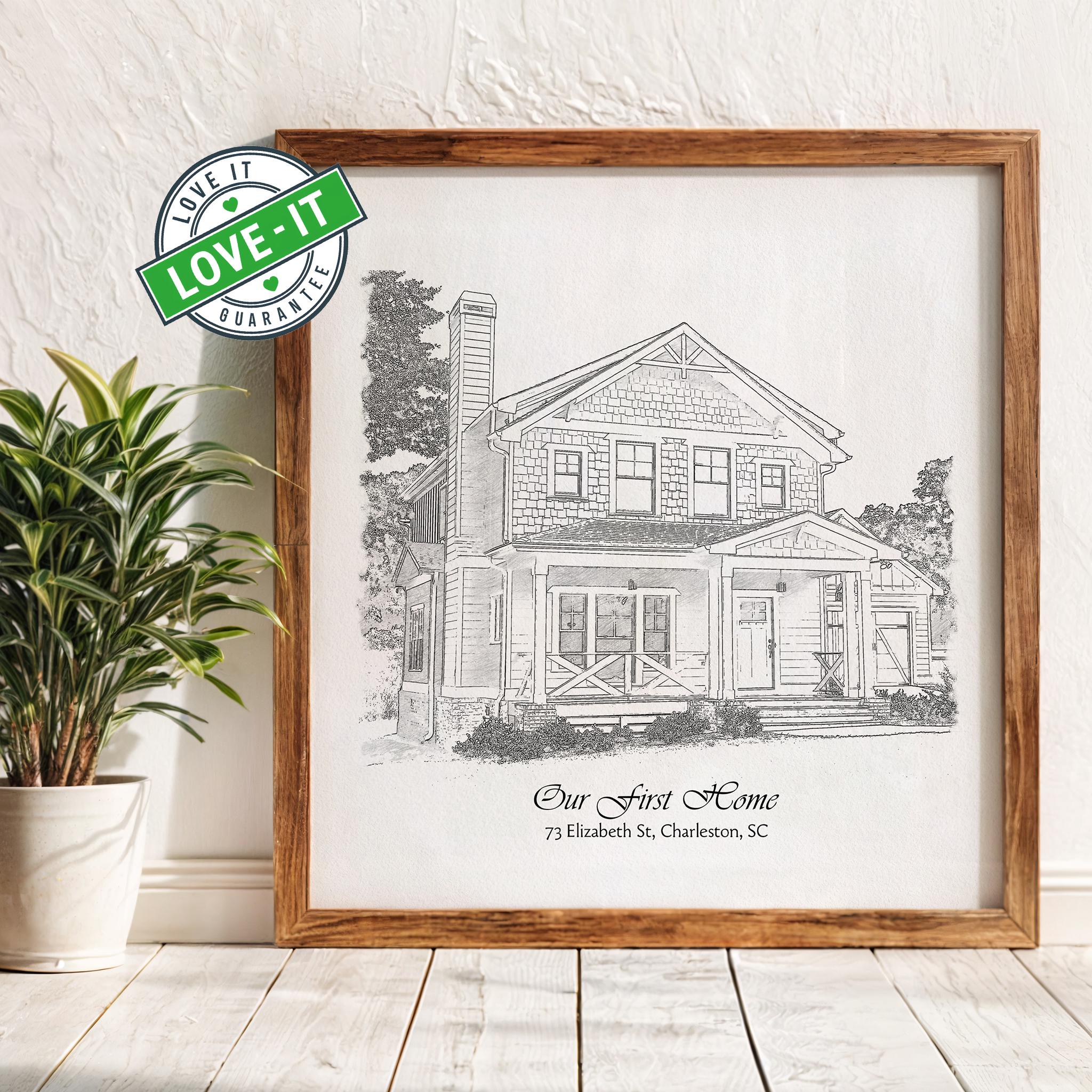 Custom House Drawing Sketch From Photo | Personalized Our First Home ...