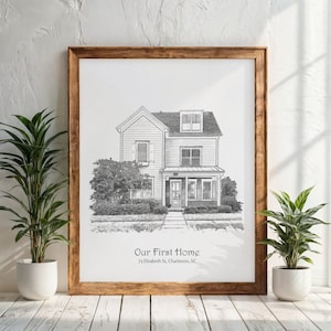 Huisportretschets van foto: prachtig housewarmingcadeau voor nieuwe huiseigenaren