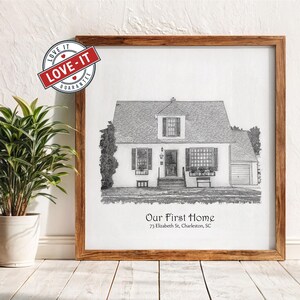 Custom House Portrait | Personalized First Home Sketch from Photo | Housewarming Gift