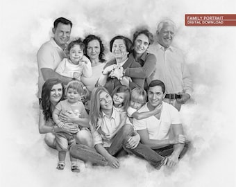 Retrato familiar personalizado digital a partir de una foto, añadir un ser querido fallecido a una foto, regalo conmemorativo para mamá, fusión de fotos familiares con el retrato de un ser querido