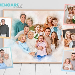 Merge Family Photos with Deceased Loved One&#39;s Picture, Cherishing Moments: Combine Photos into Digital Illustration Art