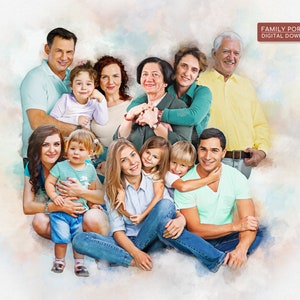 Custom Family Portrait Illustration from Photo: A Beautiful Way to Remember a Loved One, Preserving the Legacy of a Deceased Family Member