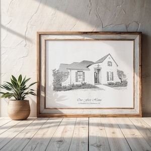 Real Estate Client Gift - Custom House Portrait Drawing from Photo for Realtors