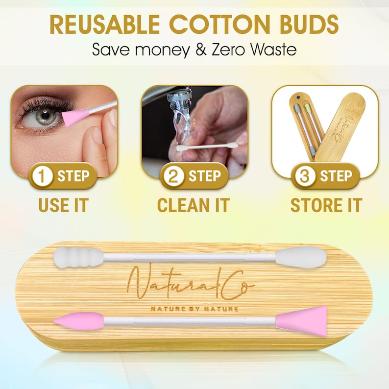Gentle, Reusable, Sustainable Cotton Buds for Ears With Portable Travel