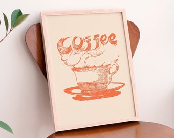 café retro pôster | Impressão da arte do café vintage | Sinal de café retrô | arte retro da parede do café | Arte de parede para impressão | Download digital | Baunilha