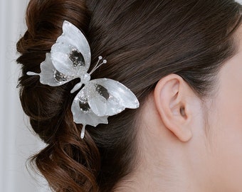 Butterfly hair pin, bridal hairpin, wedding hair pin, butterfly pin, silver butterfly hair