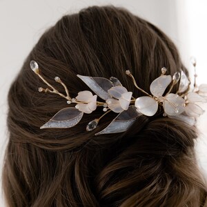 Wedding comb, bridal hair comb. Rustic wedding comb, floral bridal comb, fairy leave bridal comb image 4