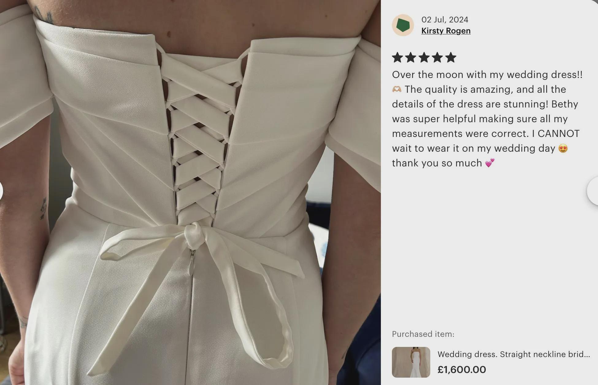 Strapless Crepe Wedding Dress Ready to Ship, Ruched Corset Bridal