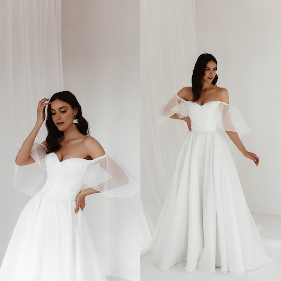 Wedding Dress. Off-the Shoulder Plus Size Wedding Dress, Corset A