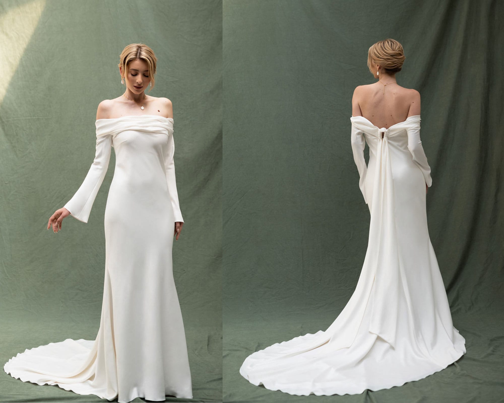 Off Shoulder Satin Bridal Gown