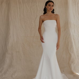 Wedding dress READY TO SHIP Straight neckline bridal mermaid dress, Square neckline wedding gown, Elopement dress Audrey