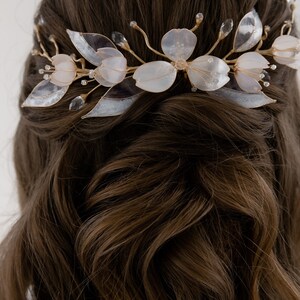 Wedding comb, bridal hair comb. Rustic wedding comb, floral bridal comb, fairy leave bridal comb image 7