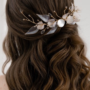 Wedding comb, bridal hair comb. Rustic wedding comb, floral bridal comb, fairy leave bridal comb image 5