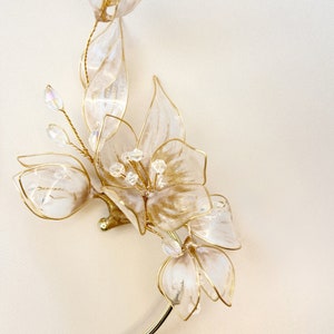 Ear cuff, floral ear cuff, Bridal jewelry, wedding flower cuff, floral earrings, gold bridal accessories image 8
