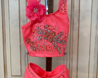 Sz 6 month Coral ab stoned pageant swimsuit