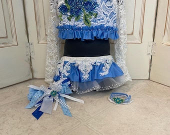 sz 8 glitz pageant swimsuit with skirt in back