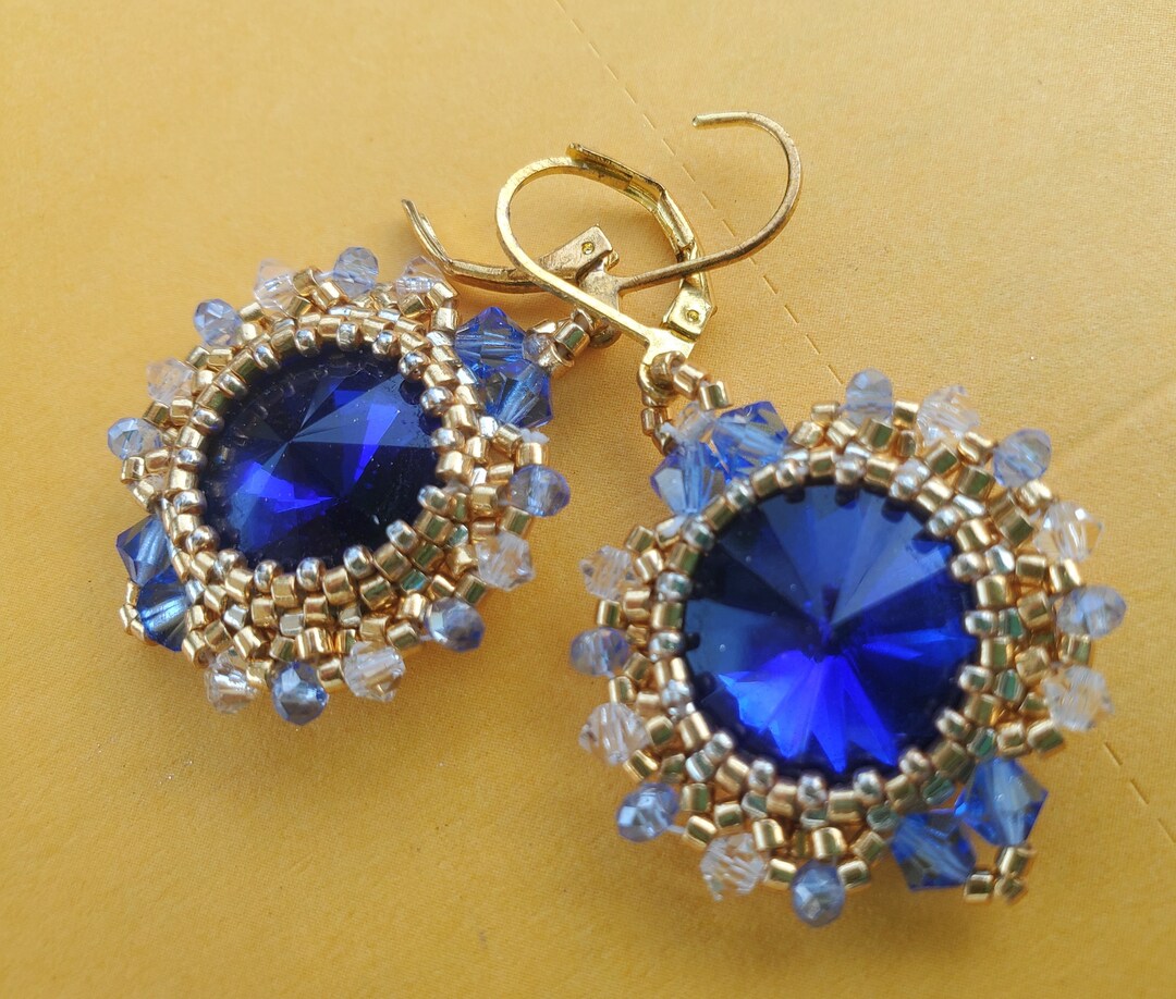 Royal Blue and Gold Earrings Etsy — free download