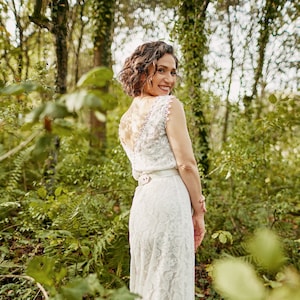 Wedding dress, bridal lace wedding dress with underneath dress