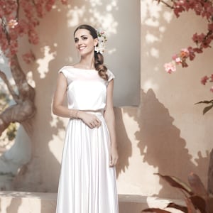 Bridal top, satin top, two piece wedding dress, bridal skirt, satin skirt