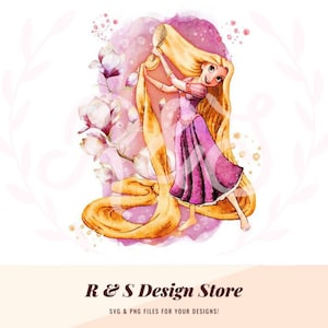 aquarell, rapunzel, verheddert, prinzessin, becherverpackung, png.