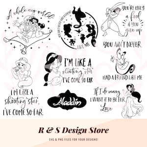 Aladdin, Quotes, Agrabah, Prince, Princess, PNG, SVG, Bundle.