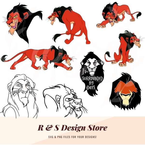 lion, evil, pride rock, villain, scar, bundle, png, svg.