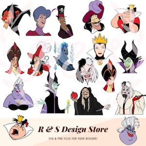 villain, ladies, men, ladies of evil, vizer, lion, doctor, pirate, god, queen, fairy, sea witch, mad queen, hag, svg, png, bundle.