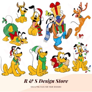 cartoon dogs, christmas, goofy, pluto, xmas, svg, png.