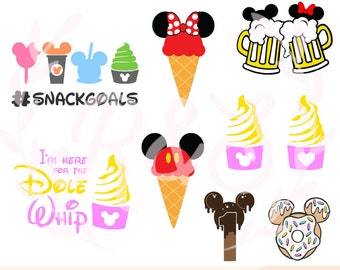 snack bundle, dole whip, ice cream, doughnut, donut, beers and ears, bundle, quotes, svg, png.