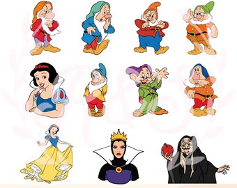 princess, sleeping princess, dwarves, seven, evil queen, storybook, svg, png.
