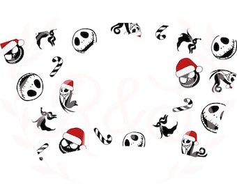 NBC, skeleton, doll, halloween, christmas, nightmare, wrap, tumbler wrap, png, svg.