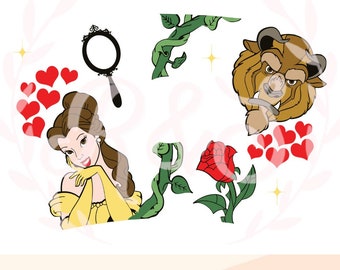 beauty, beast, belle, princess, cup wrap, starbucks, png, svg.