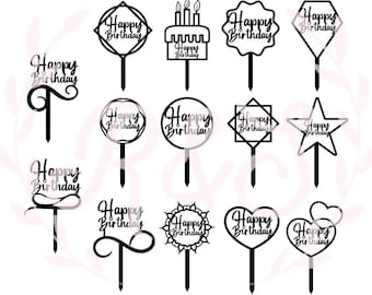 cake toppers, happy birthday, png, svg.