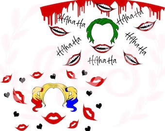 Joker, Harley, Joker y Harley, DC, Villanos de DC, envoltorio de taza, envoltorio de Starbucks, png, svg.