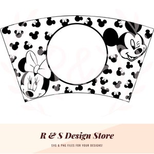 envoltura de taza, mickey, minnie, mouse, amor, envoltura de vaso, svg, png.