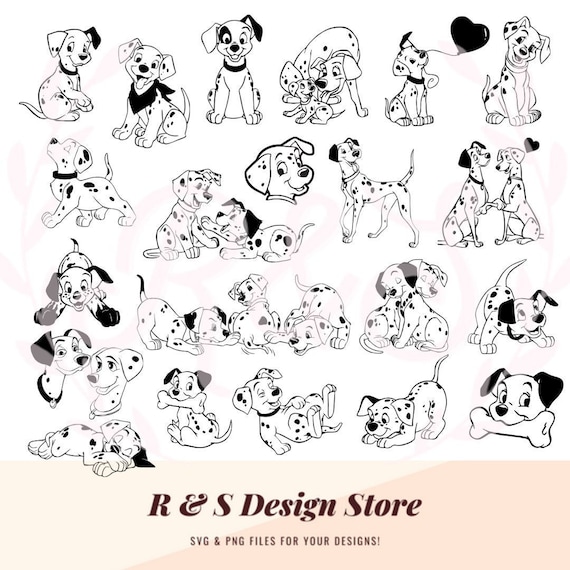 Buy 101, Dalmatians, Parents, Puppies, Silhouettes, Outlines, Dogs