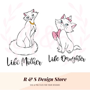 母と娘の猫、png、svg、リボンをつけた猫、フランスの猫。