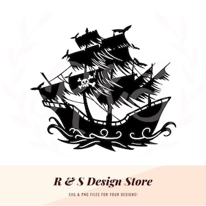 pirate ship, silhouette, png, svg.