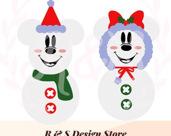 ratón, navidad, gorros navideños, muñecos de nieve, señora, señor, svg, png