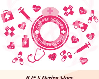 coffee, scrubs, nurse, gloves, doctor, midwife, cup wrap, starbucks, png, svg.