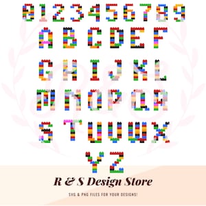alphabet set, bricks, png, svg.